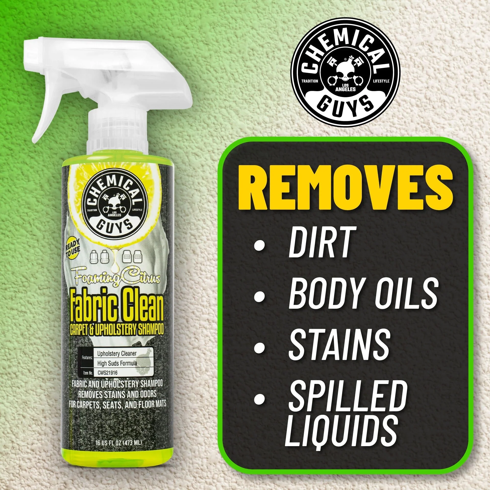 Foaming Citrus Fabric Clean Carpet & Upholstery Shampoo (16oz) - Image 10