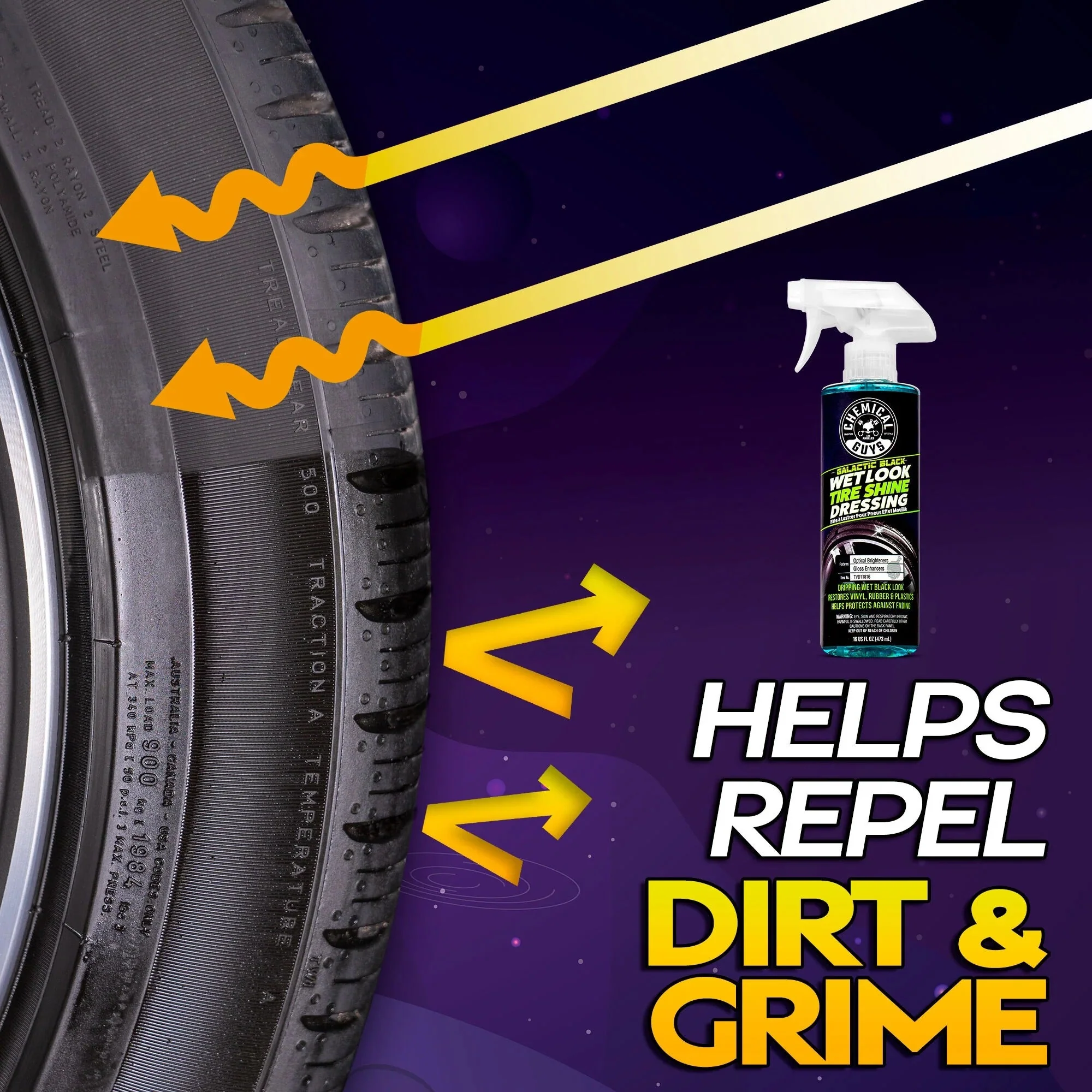 Galactic Black Wet Look Tyre Shine Dressing (16oz) - Image 4
