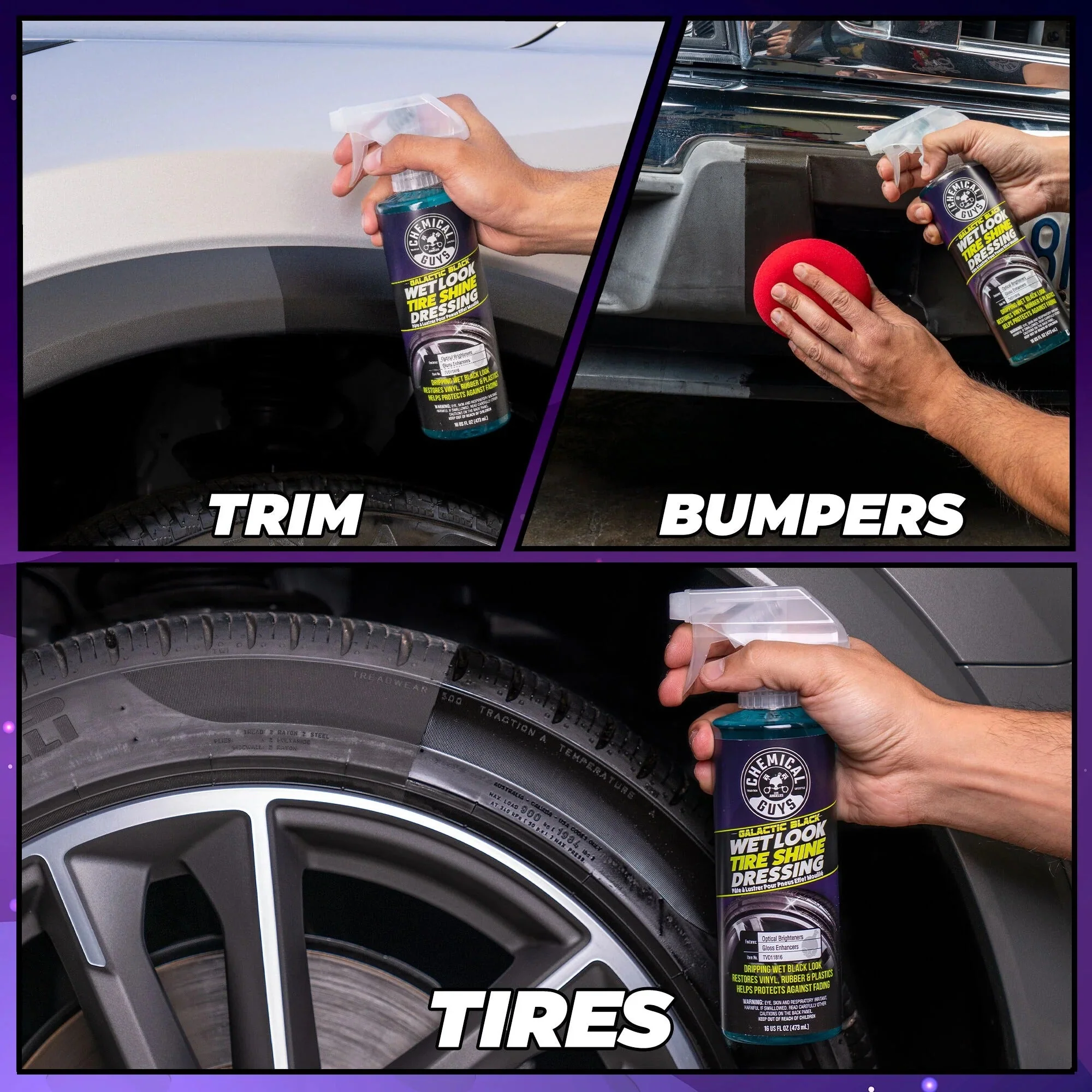 Galactic Black Wet Look Tyre Shine Dressing (16oz) - Image 5